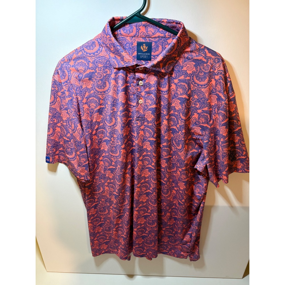 Donald Ross Sportswear Mens Size 2XL Golf Polo Short Sleeve Paisley Print 2X XXL